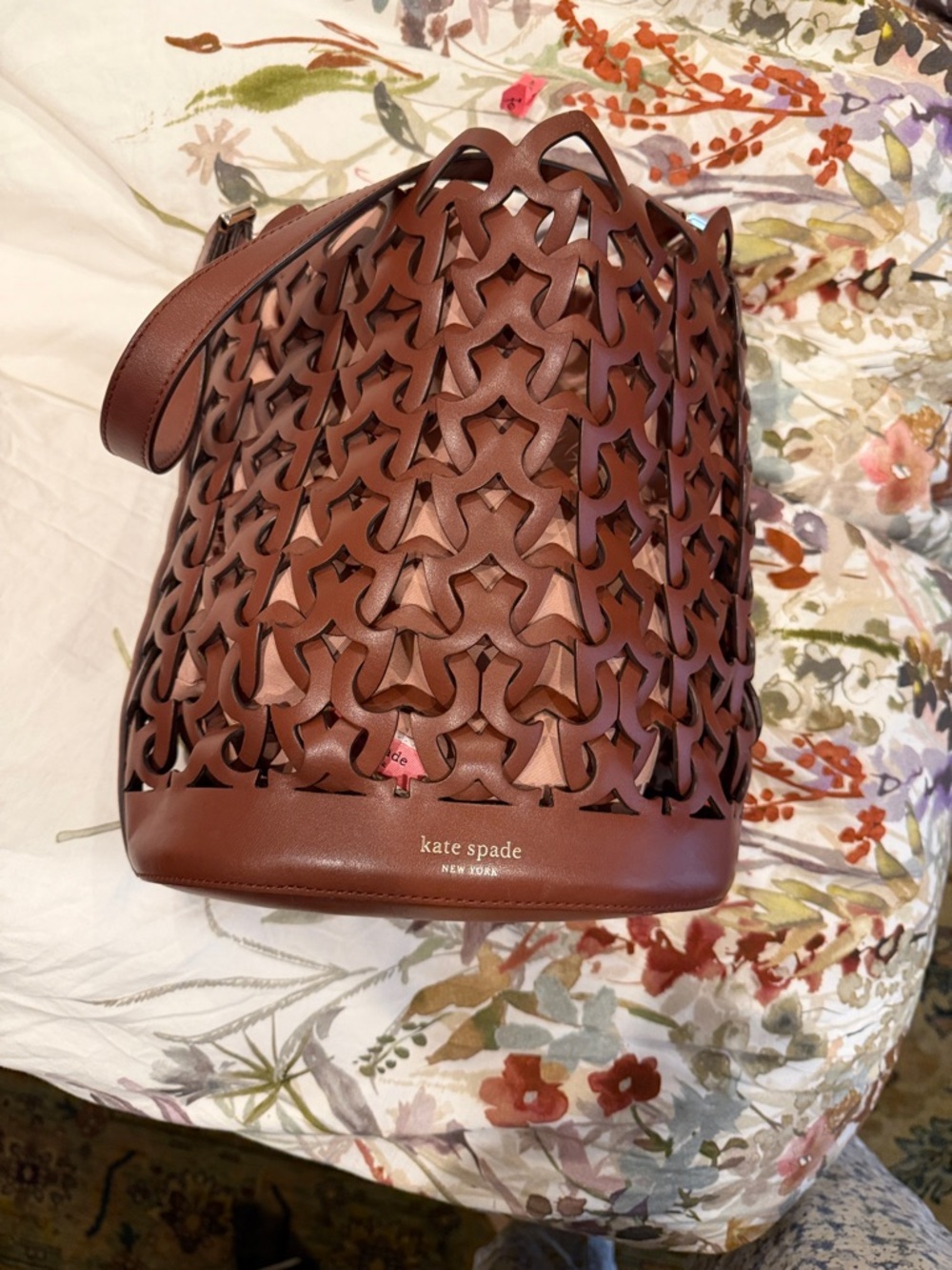 kate spade Brown Laser-Cut Leather Shoulder Bag